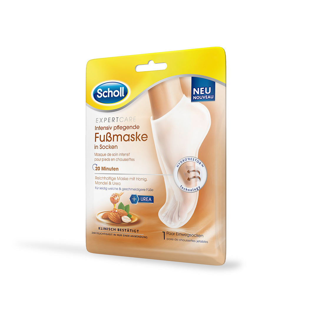 Scholl DE Care Scholl Expertcare intensiv pflegende Fußmaske in Socken mit Honig und Mandel – 1 Paar Einwegsocken