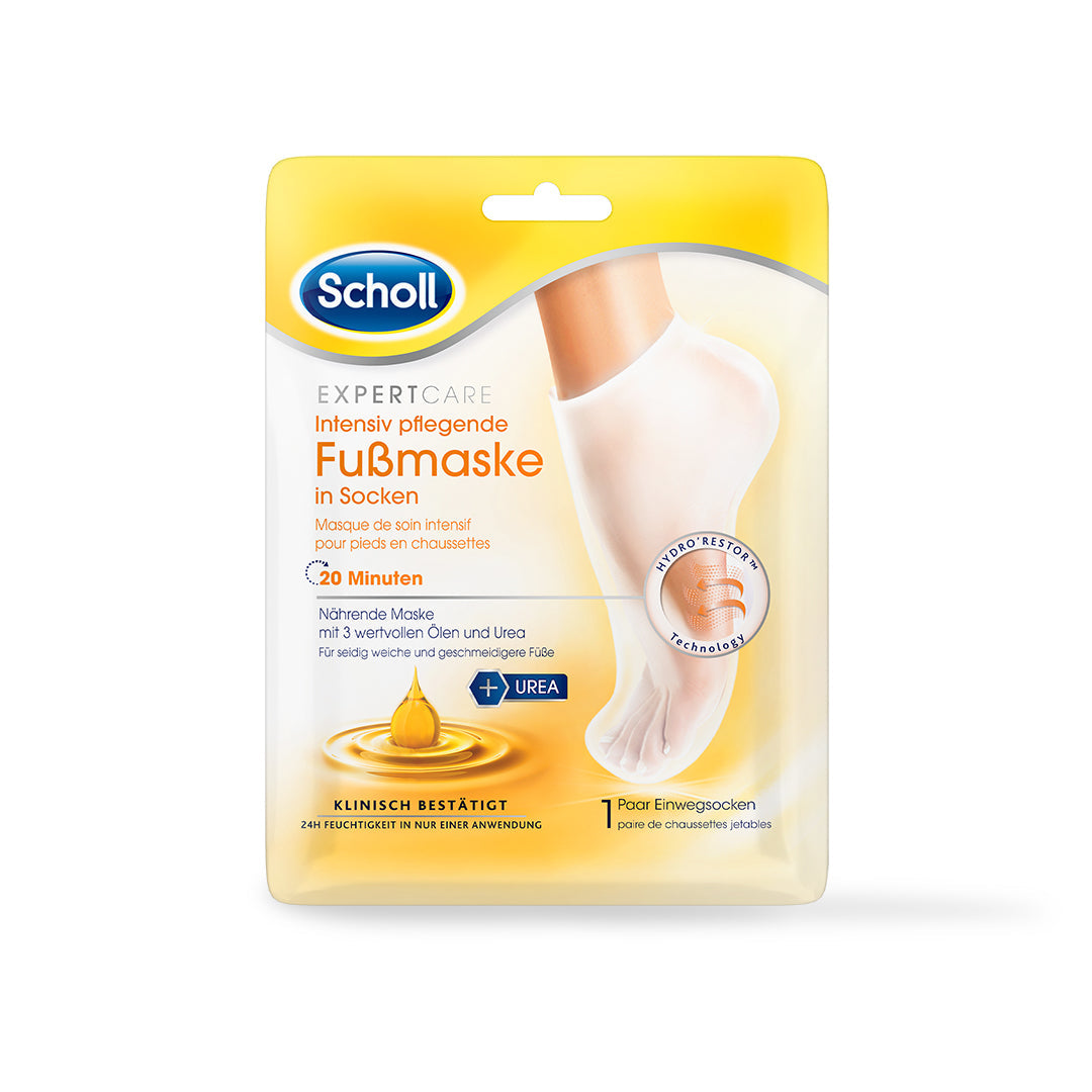 Scholl DE Care Scholl ExpertCare Intensiv pflegende Fußmaske in Socken – Nährende Maske mit 3 wertvollen Ölen