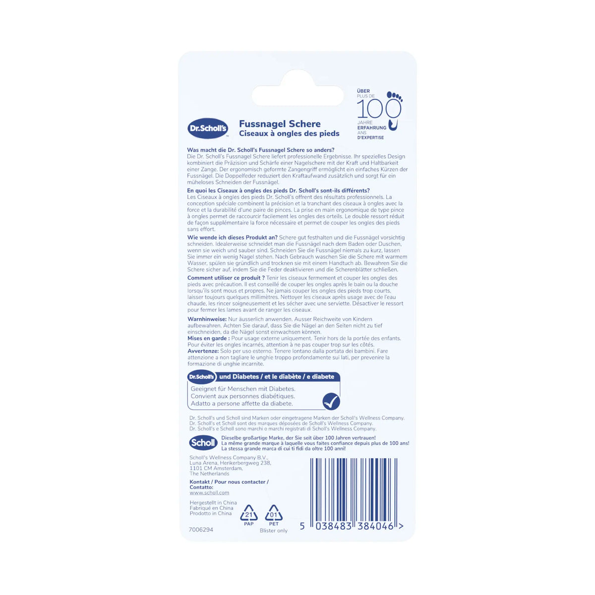 Scholl Site DE Care Dr. Scholl's Fussnagel Schere