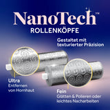 Scholl Site DE Care Dr. Scholl’s Pedi Perfect Pro Wasserdichter, Wiederaufladbarer, Elektrischer Fußhornhautentferner mit x2 Rollenköpfen