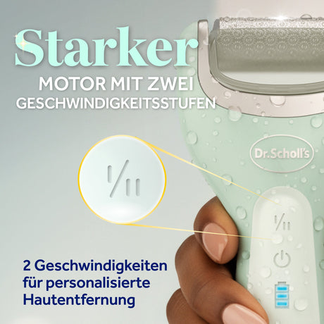 Scholl Site DE Care Dr. Scholl’s Pedi Perfect Pro Wasserdichter, Wiederaufladbarer, Elektrischer Fußhornhautentferner mit x3 Rollenköpfen